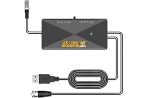 GZMJRD TV Antenna Amplifier, Digital Antenna Signal Booster, 25dB High Gain Powerful Antennas Booster, Adjustable Reception Range, Suit for All TV Antennas (BLK28)