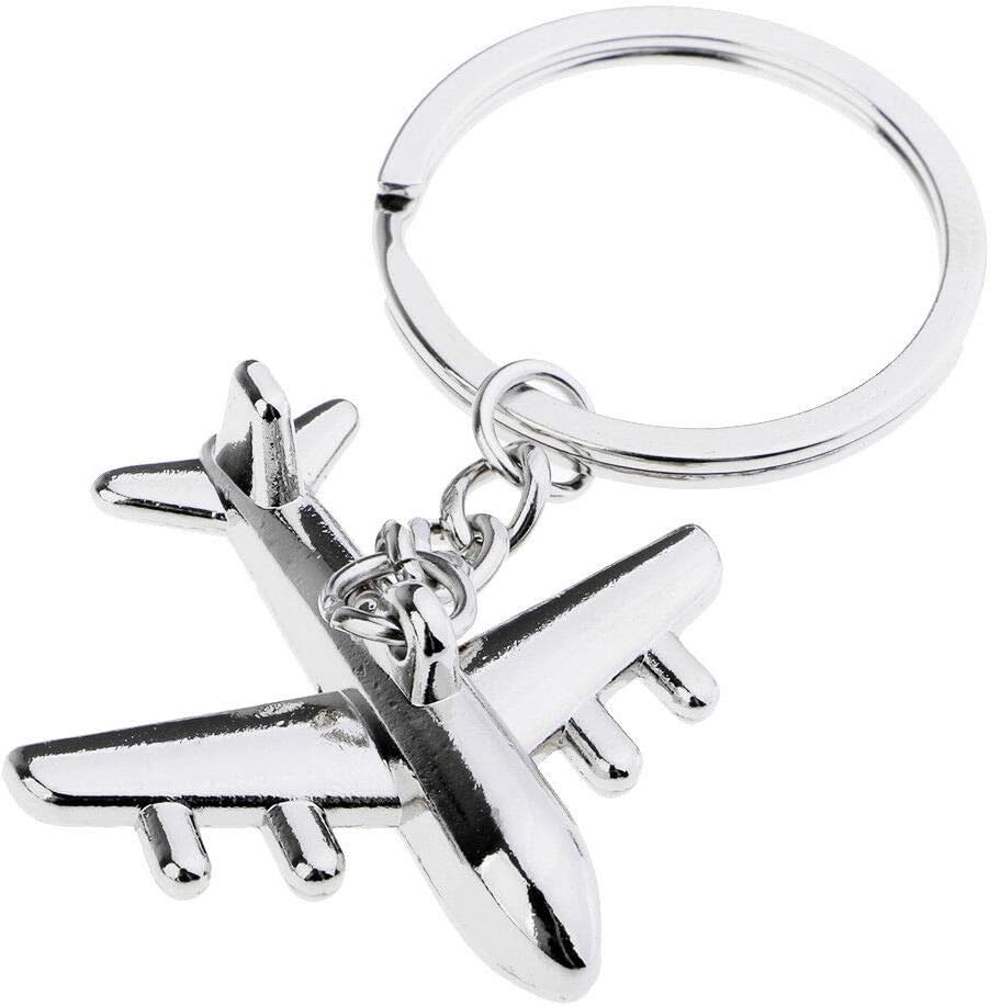 Freedale Polished Silver Aircraft Airplane Air Plane Model Metal Keychain Key Chain Ring Keyfob Keyring Keyrings (Silver)