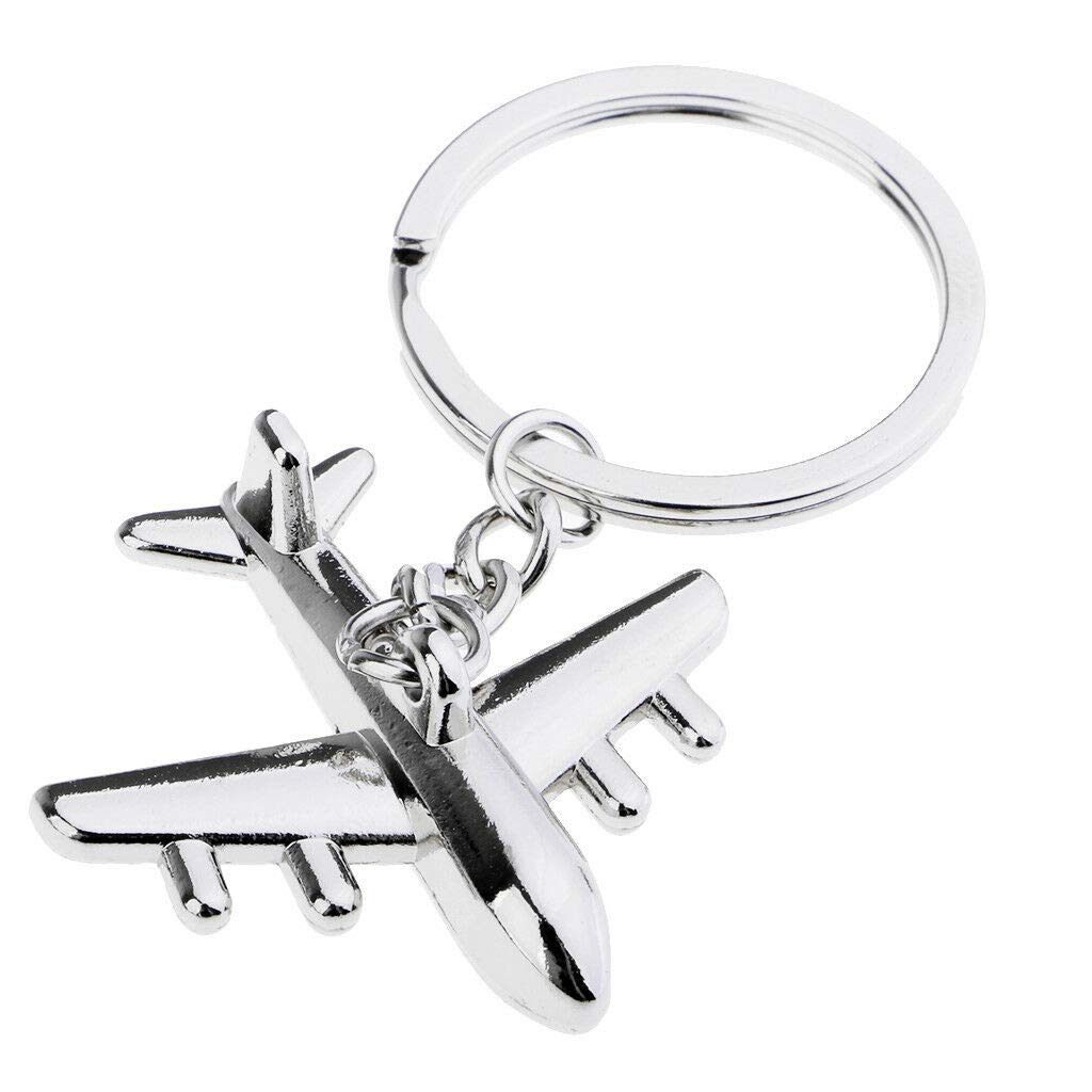 Freedale Polished Silver Aircraft Airplane Air Plane Model Metal Keychain Key Chain Ring Keyfob Keyring Keyrings (Silver)