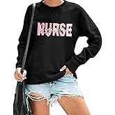 LIWYLU Women Registered Nurse Sweatshirt Nurse Pullover Tops Nurse Life Sweatshirt Nursing School Long Sleeve Tees