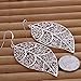 Elegant Fashion Jewelry 925 Silver Plated Stud Dangle Earings Eardrop Skeleton Big Leaf