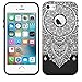 iPhone SE / 5S / 5 Case, MagicMobile Slim Hybrid Case [Cute White Henna Mandala Pattern] Rugged Paisley Print Lace Floral Customized TPU with Bumper Frame Dual Layers - [Black]