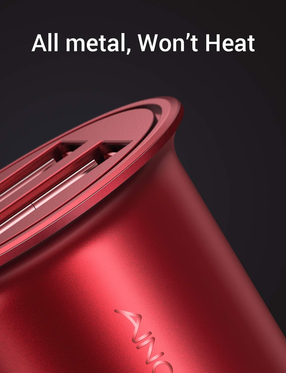 AINOPE Car Charger, 4.8A All Metal Car Charger Adapter Dual USB Port Fast Car Charging Mini Flush Fit Compatible with Xs max/XR/x/7/6s, Air 2/Mini 3, Note 9/Galaxy S10/S9/S8, Phone, Tablet-Red