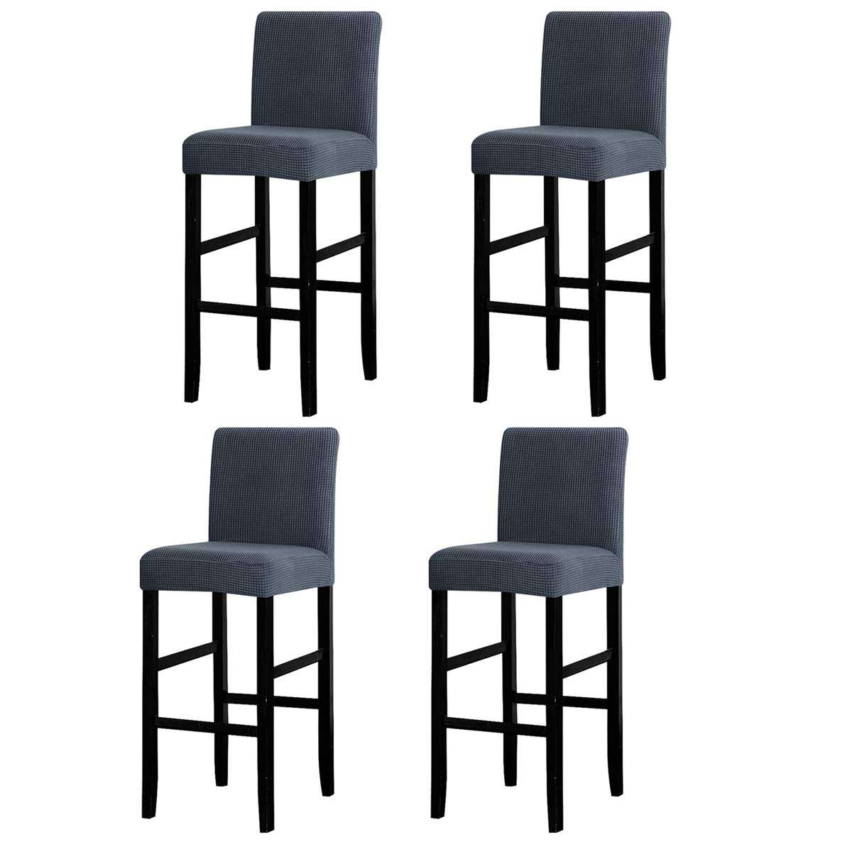 LANSHENG Bar Chair Stool Covers, Stretch Removable Washable Chair Slipcover for Short Swivel Dinning Chair Back Chair Bar Stool Chair (Grey,4 Pcs)