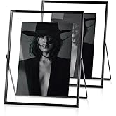 IZIDDO Black Floating Picture Frame set of 2(Frame 8"x10"), Gift Metal Glass Photo Frames,For Picture 8x10 5x7,4x6,3x5 Tabletop Display Vertically,Gift For Festival, Wedding, Home or Office Decor