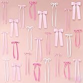 24PCS Pink Bow Garland for Wall Decor & Party Backdrop-Ribbon Bows Garlands,Pink Bows Room Decor for Women Girls Birthday,Bab