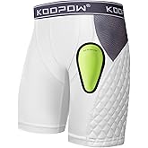 KOOPOW Youth Boys Padded Sliding Shorts with Cup Pocket, Compression Slider Underwear for Baseball Football, Lacrosse