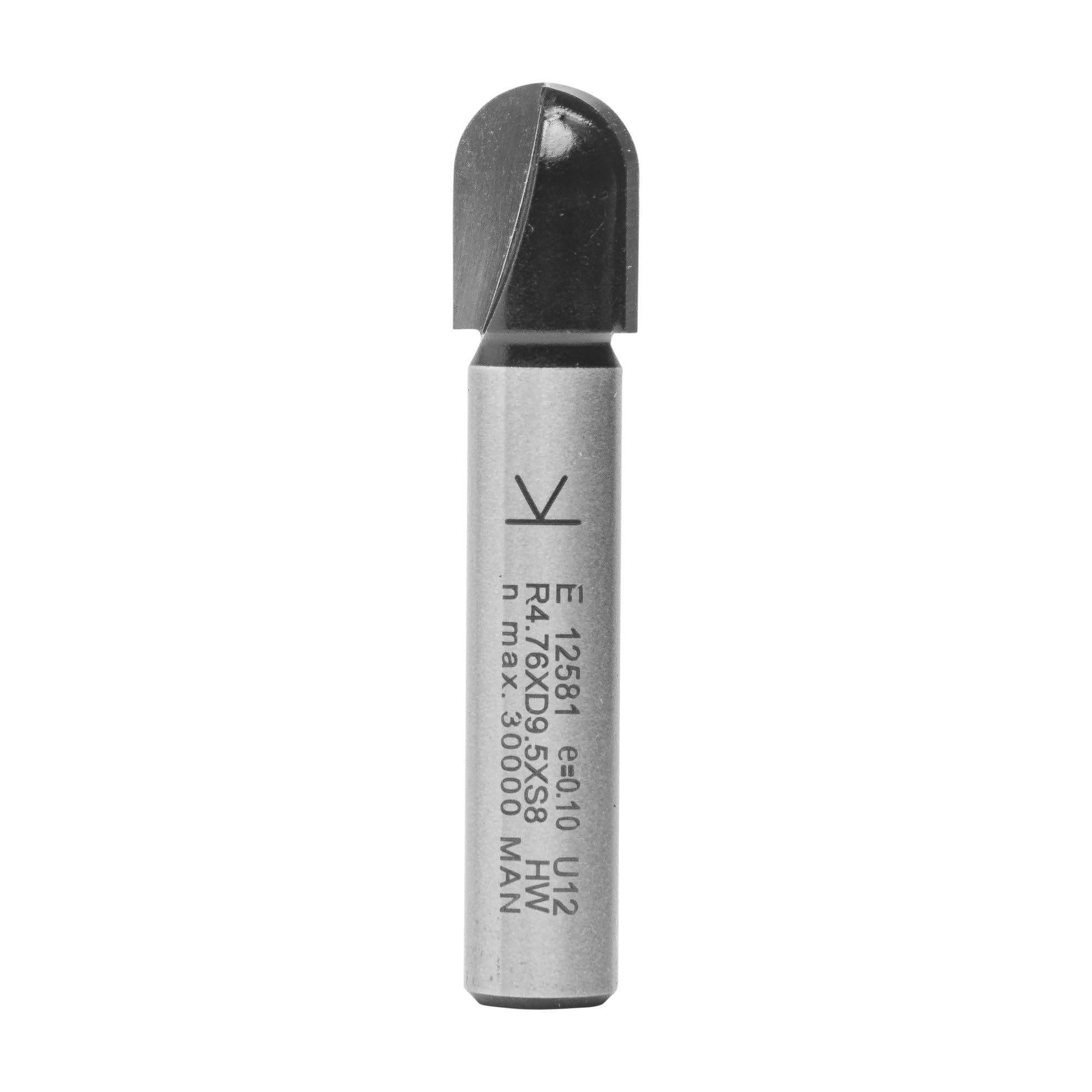 ENT 12581 Round Nose Grooving Cutter TC Shank (S) 8 mm, Diameter (D) 9,5 mm, NL 12,7 mm, R 4,76 mm, SL 32 mm