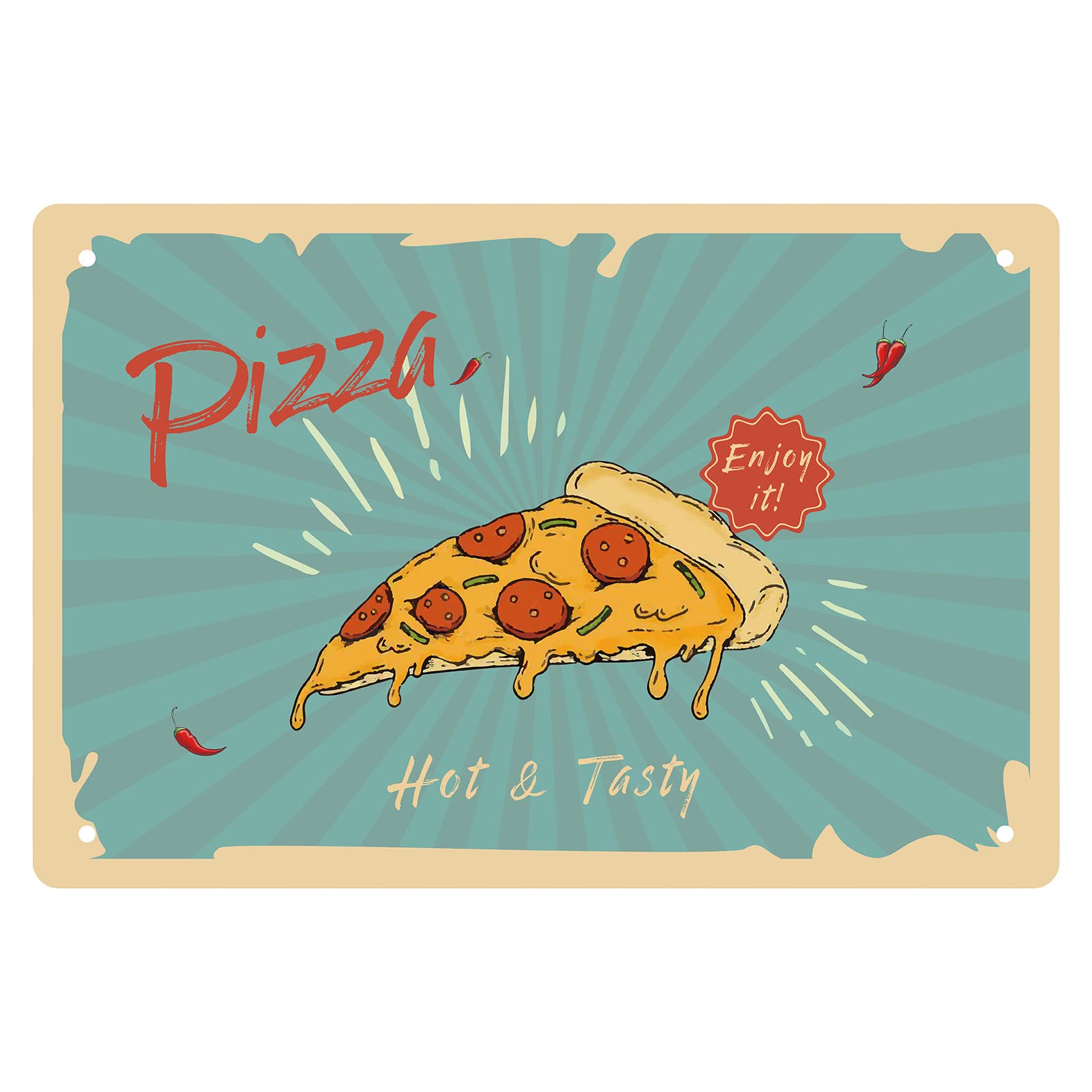 CREATCABIN Pizza Sign Vintage Cat Tin Signs Funny Metal Tin Sign Wall Art Garden House Plaque for Home Garden Kitchen Bar Pub Living Room Office Garage Poster Plaque 12 x 8inch