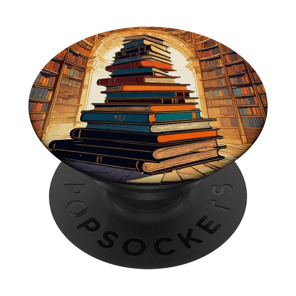 Bookworm Bibliophile Library Novels Librarian Book Tower PopSockets Swappable PopGrip