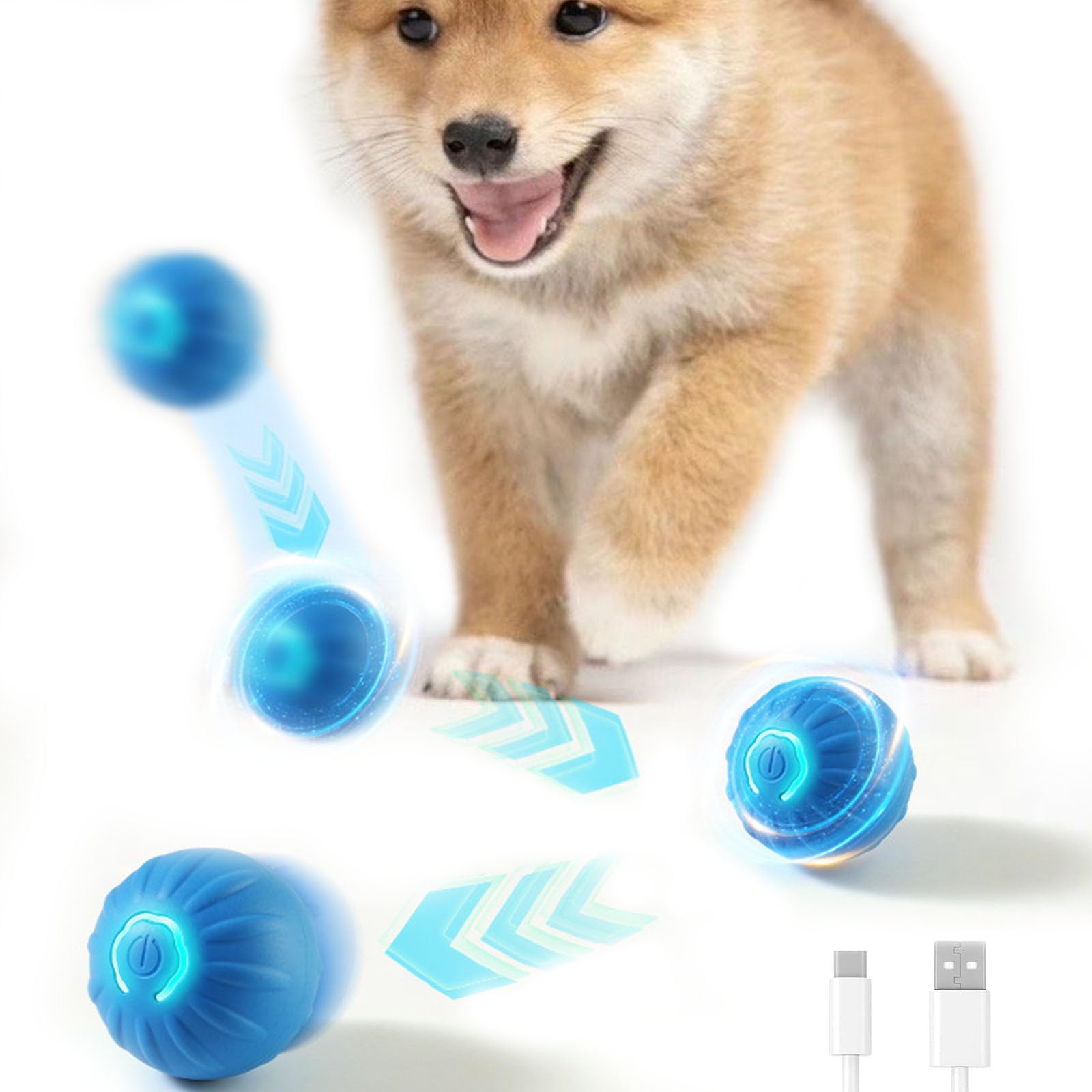 Photo 1 of Trumoon Automatic Bouncing Ball Toy for Small and Medium Dog, Motion Moving Ball for Dog, Durable Motion Activated Automatic Rolling Pet Toys(Blue)