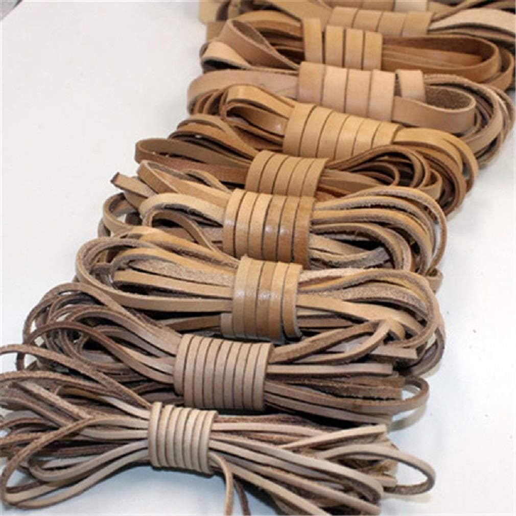 2m/lot 2/3/4/5/6/8mm Flat Genuine Cow Leather Cord Bracelet Necklace Jewelry Findings Leather Rope String DIY Jewelry Making Shop One Stop (Natural, Width 2mm (0.078"))