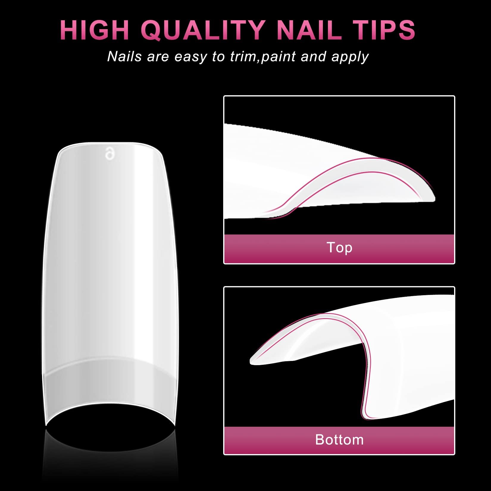 AORAEM White Nail Tips,500Pcs French Tip Press on Fake Nails Half Square False Nails for Acrylic Nails - Image 7