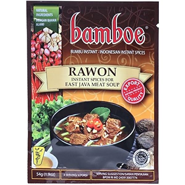 Bamboe Bumbu Instant Rawon East Java Meat Soup 54 Gram Pack Of 3 Grocery Gourmet Food Amazon Com