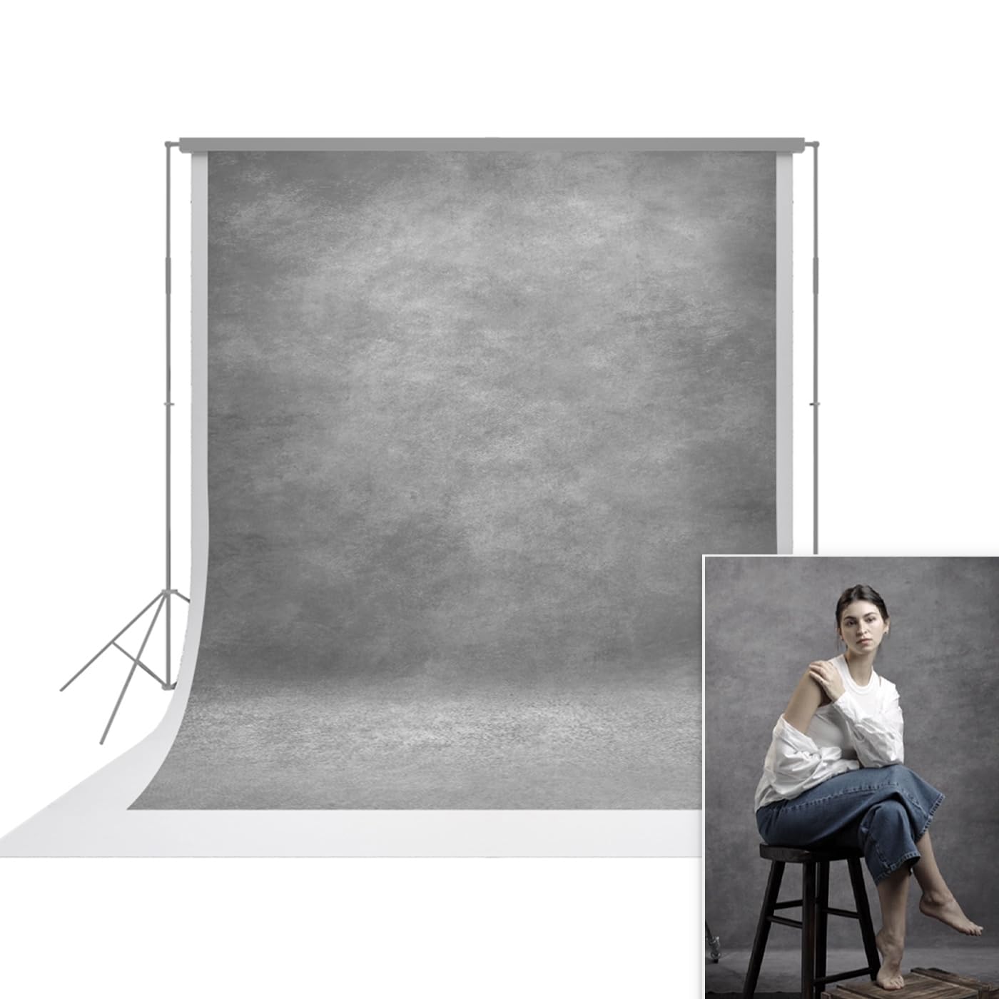 Photo 1 of UrcTepics 8x16ft Light Grey Portrait Backdrop Abstract Headshot Backdrops for Photography Professional Studio Photoshoot Backdrop Yearbook School Photographic Artistic Background