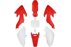 HOOTO CRF50 Plastics Kit, SSR 125 Plastics Kit Compatible with Honda CRF50 XR50 SDG SSR 107 110 125 Pit Dirt Bike, Red White XR50 Fender Kit with Bolt Work Fairing