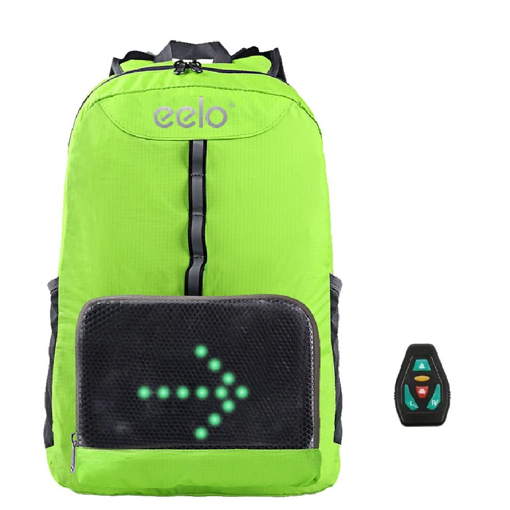 eelo Cyglo Bike Indicator Light Cycling Backpack for Full Visibility and Awareness. Safety Back Pack with Rear LED Signal Display (Green)