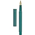 Asvine Dark Green Forest Fountain Pen Fine Nib Classic Design with Converter and Metal Pen Case Set