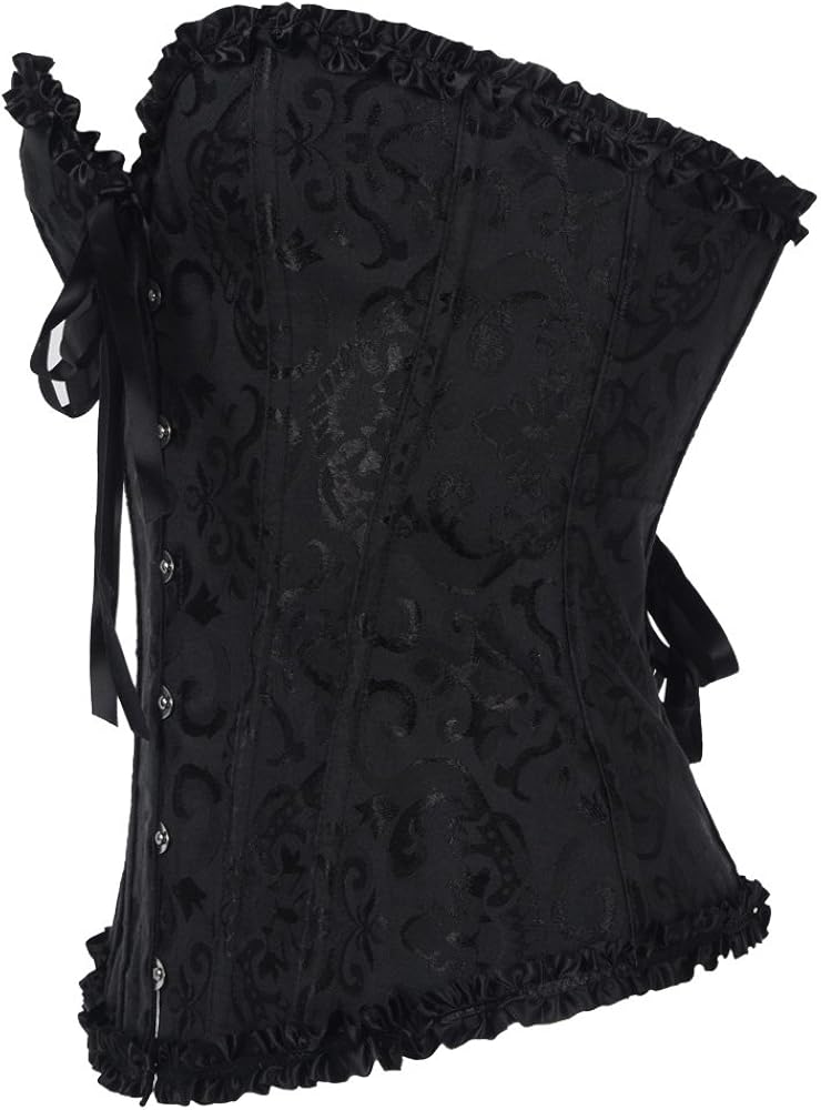 Women Bustiers Corset Lace Trim Corset Overbust Waist Cincher Bustier Shapewear Outfit at  Women’s Clothing store