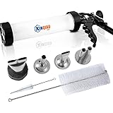 XINQIAO Jerky Gun Professional Beef Jerky Maker, Smooth Plastic Barrel Easy to Operate and Clean, with 4 Stainless Nozzles and 2 Cleaning Brushes