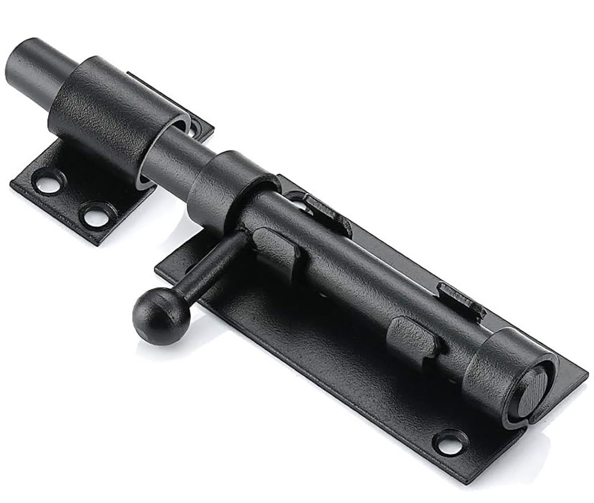 Litensh Heavy Duty Sliding Gate Latch Bolt Door Lock with Padlock Hole, 304 Stainless Steel Safety Barrel Gate Bolt Latch, 12mm Dia. Black (160MM Black)