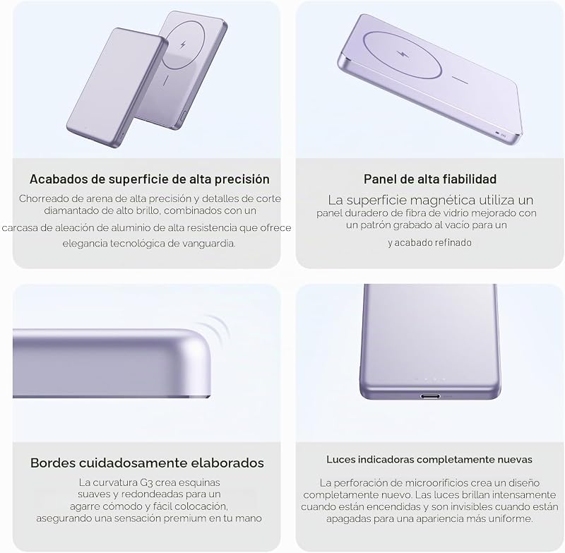 Super Slim Magnetic Power Bank 5000 Negro