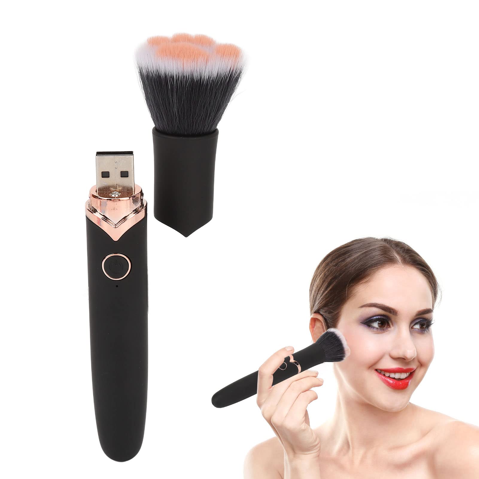 Electronic Vibrating Black Makeup Brush - 10 Gear Foundation, Concealer & Loose Powder Brush