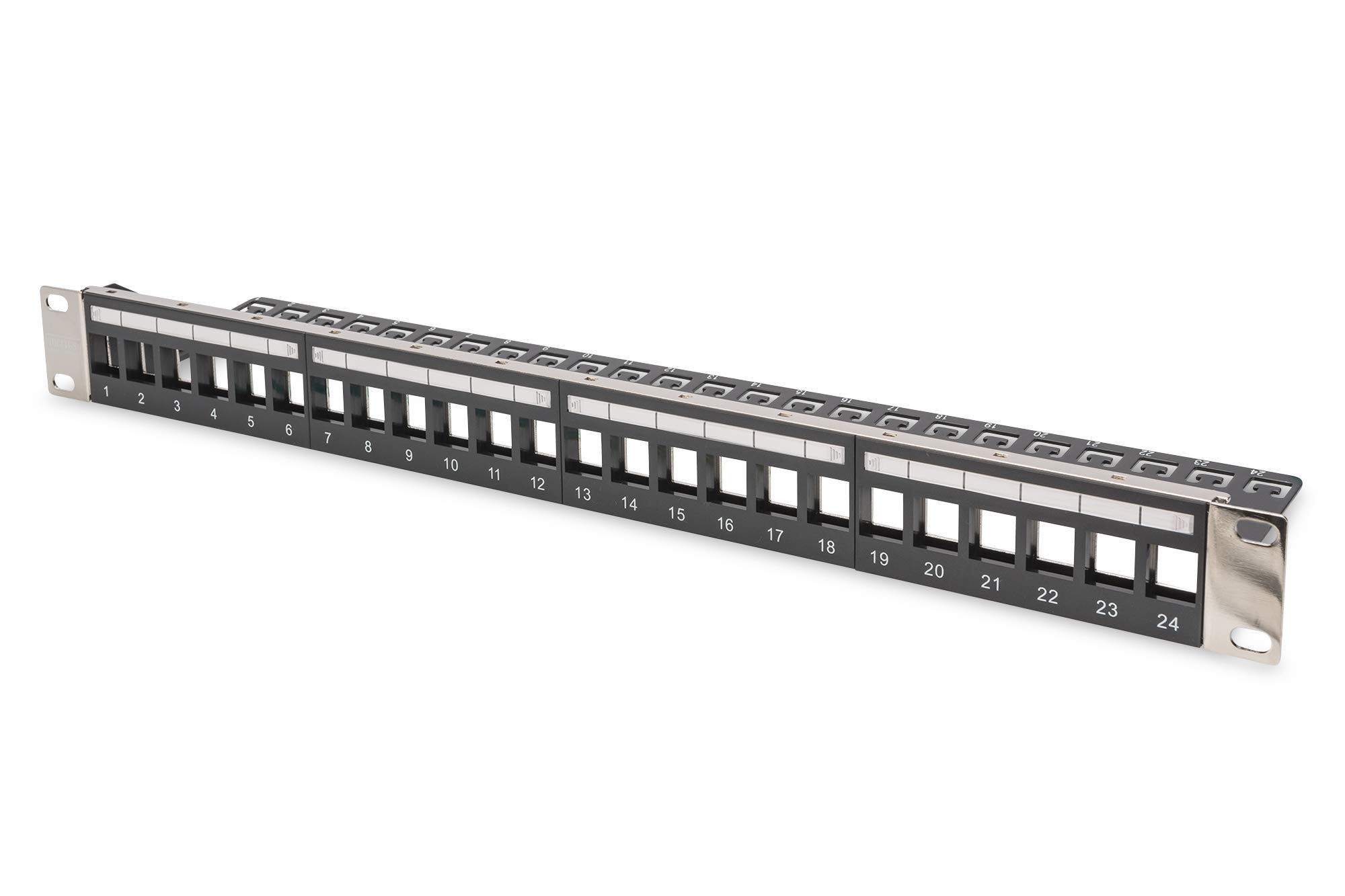 Digitus patch panel – modular – for Keystone modules – 19-inch – 24-port – shielded – rack mount 1U – V2 – black