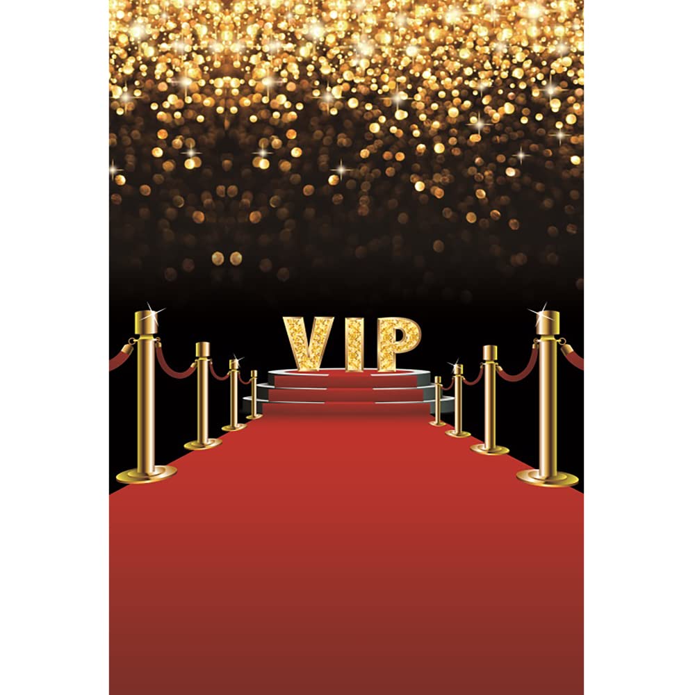 Aoihrraan 5x7ft VIP Red Carpet Backdrop Golden Shiny Spots Celebrity Walk T-Stage Photography Background Award Ceremony Concert Carnival Prom Party Banner Graduation Portrait Photo Studio Props