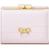 YINHEXI Cute Coquette Bow Wallet for Women Small RFID Blocking Trifold PU Leather Card Holder with ID Window & Aesthetic Design (Bow Pink)
