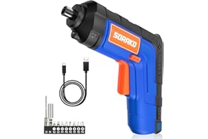 Cordless Screwdriver 4V, SORAKO Small Electric Screwdriver, Power Screwdriver 2000mAh Rechargeable with LED Light, 6Nm Screw Gun, 10 PCS Screwdriver Kit for Home DIY