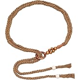 NoxWisp Women's Tassel Braided Waist Belt, Boho Skinny Woven Belt Woven Wooden Beads