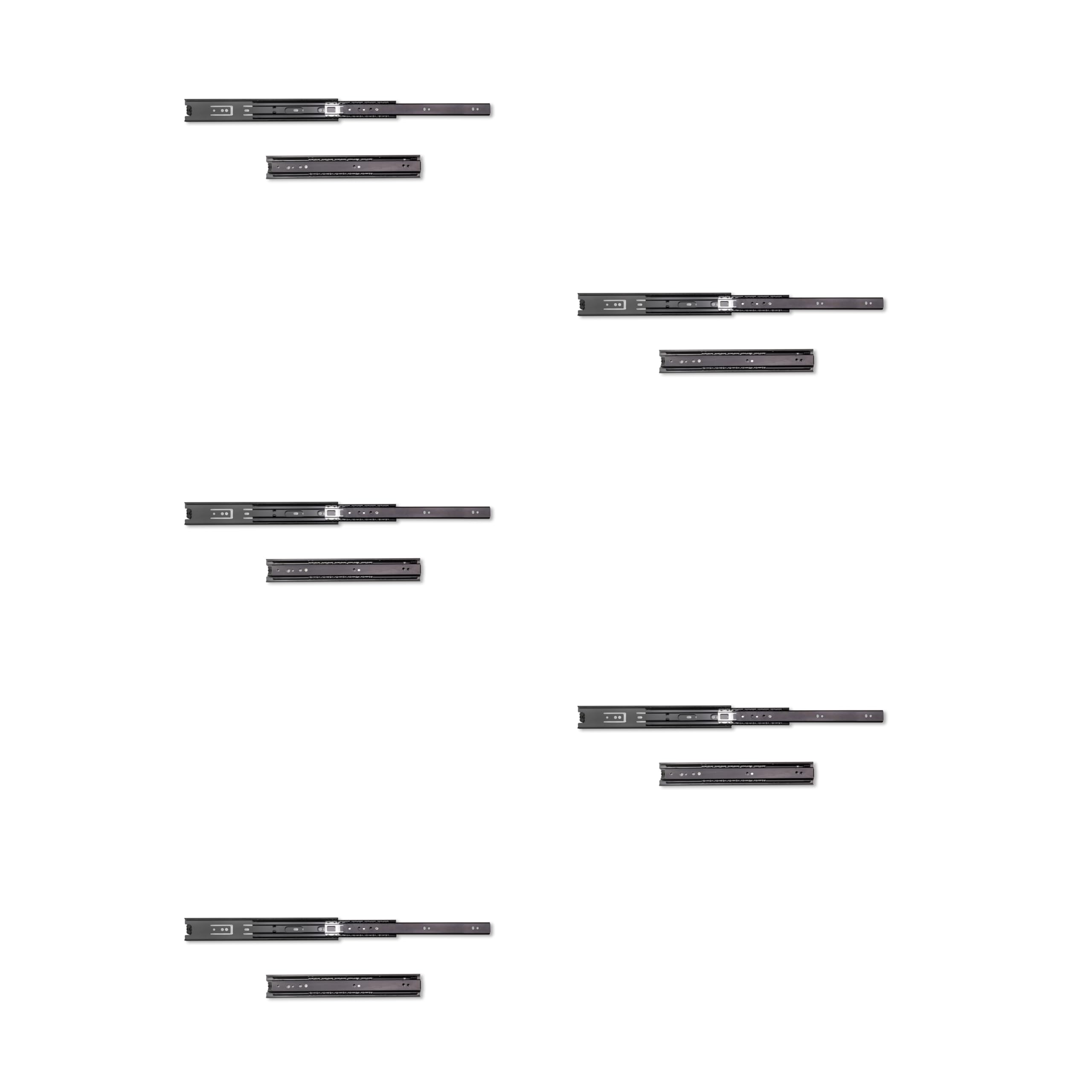 Emuca - Ball Bearing Drawer Slides 45mm x 300mm (1,77 x 11,8 inch) Set of 5 Pairs of Full Extension Drawer Runners, Black