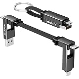 CHAFON Multi Charging Cable Short,Portable Magnetic Keyring 5 in 1 USB Charger Data Cord,PD 60W USB A/C to Type C,Micro USB C