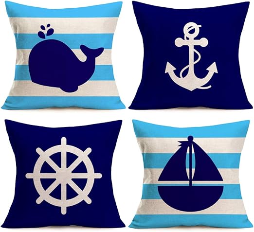Amazon Com Easternproject Blue Navigation Theme Throw Pillow
