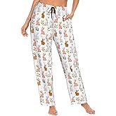 PrelerDIY Women Comfy Pajama Pants Stretch Sleepwear Lounge Pants With Pockets & Drawstring