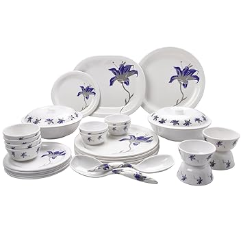 Mehul Melamine Dinnerware Design- Blue Flora (31 Pcs) Dinner Set