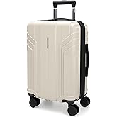 BAGSMART Expandable Carry On Luggage 22x14x9 Airline Approved, 1OO% PC Lightweight Hard Shell Suitcase, 20 Inch Travel Luggage with Spinner Wheels, Waterproof Rolling Suitcase, Biege