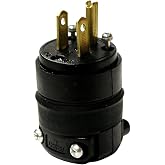 Leviton 515PR 15 Amp Rubber Plug Grounded 125 Volt, 10-Pack, Black