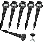 Galavasen Replacement Stakes for Flood Lights,6.3in Aluminum Metal Ground Stake with Tool-Free Star Knobs Handle Thread Screw M5 for Outdoor Solar Spot Lights Garden Yard Path Walkway Lawn(6Pack)
