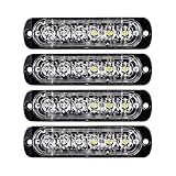 4pcs Surface Mount Amber/White 18W 6-LED Warning Emergency Flashing Strobe Light Bar 12V-24V