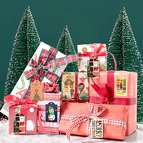 SallyFashion Christmas Gift Tags，120pcs 6 Design Paper Christmas Paper Kraft Hang Gift Labels with String