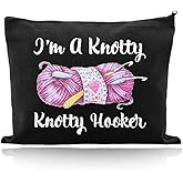Ancnoz Funny Crochet Gift for Women Knitting Bag with I'm A Knotty Hooker Crochet Lover Knotty Hooker Storage Bags Makeup Cosmetic Pouch Humorous Christmas Birthday Gifts for Grandma Mom Yarn Bag