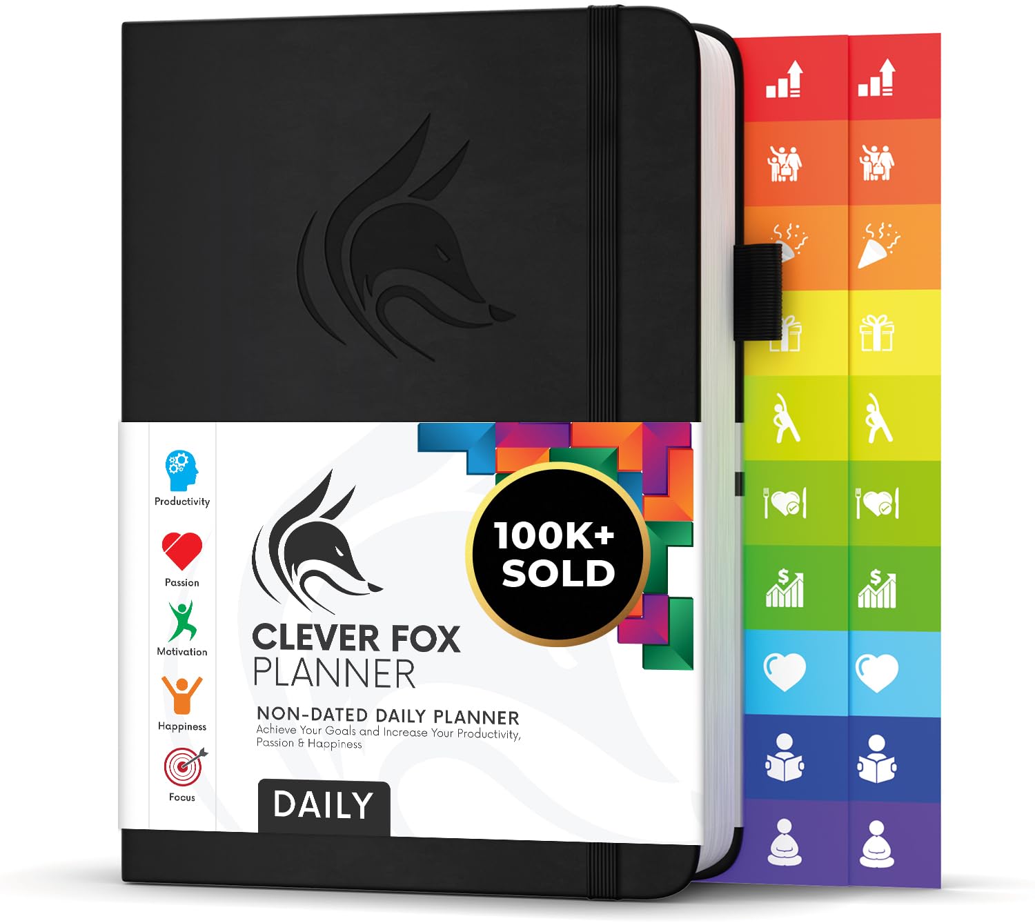 Clever Fox Planner Best Agenda & Daily Calendar to Boost Productivity & Hit Your Goals Gratitude Journal Personal Organizer 14.5x21cm, Lasts 6 Months, Undated, Black โ image 1
