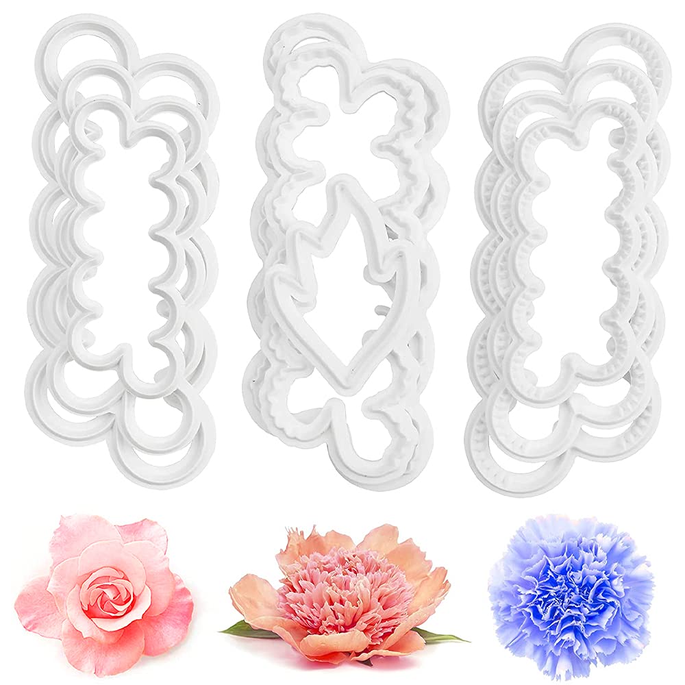 ZHIQIN 9 pcs Petal Sugarcraft Rose Carnation Peony Mould for Pastry Cake Cookie Cutter DIY Decoration
