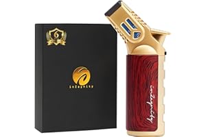 inZaynity Quad Torch Lighter - Kitchen Butane Torch & Butane Lighter for Cooking, Baking, and Soldering - Adjustable Flame Control & Safety Lock Kitchen Torch (Gold Brown) - Butane NOT Included