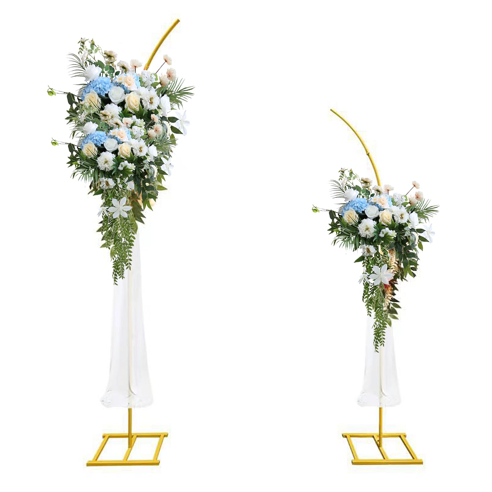 Metal Wedding Arch Set of 2, Gold Curved Top Moon Shape Garden Arch Backdrop Stand for Ceremonies and Party Decoration, Balloon Arched Backdrop