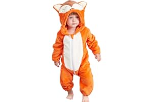 MICHLEY Unisex Baby Animal Costume Winter Autumn Flannel Hooded Romper Cosplay Jumpsuit