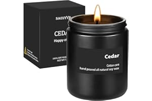 SAEUYVB Scented Candles,Candles for Men,7oz Cedar Candle,Long Lasting with 40H Burn Time,Aromatherapy Candle for Home.
