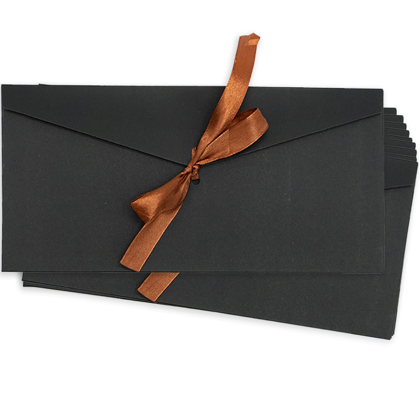 SZXMDKH 10 Pack Black Kraft Paper Envelopes Retro with Ribbons Gift Card Wedding Invitation Greeting for Handmade Invitations Letters Birthday or Festival Cards